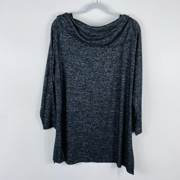 Chico's Size Large 12 2 Zenergy Stud Embellished Cowl Neck Sweater Black - Picture 2 of 7